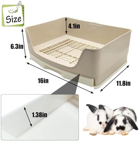 kathson Large Rabbit Litter Box Trainer, Potty Corner Toilet with Drawer Bigger Pet Pan for Adult Hamster, Guinea Pig, Ferret, Galesaur, Bunny and Other Animals (Brown)