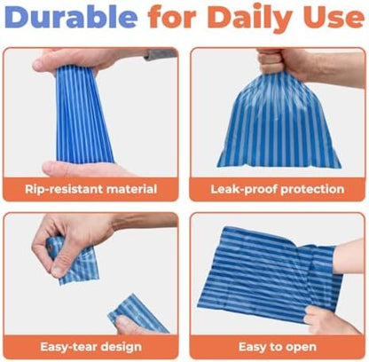 Best Pet Supplies Poop Bags for Dogs - Blue Strips, 240 Count
