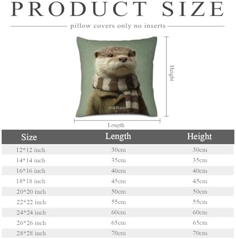 InkRain Winter Animal Cute Otter Pillow Cover 12x12 Inch Set of 2 Home Decor Decorative Cotton Linen Illustration Pillowcases for Living Room House Sofa