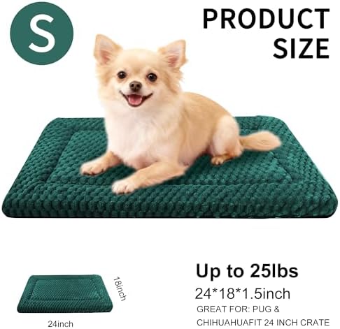 Dog Bed Mat - Dog Crate Pad - Reversible Mat for Pet Comfort - Soft Bed Crate Pads for All Seasons - Durable, Machine Washable Mat for Crates, Travel, and Home (Dark Green, 24" L*18" W*1.5" Th)