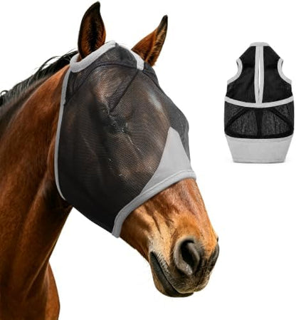 Hilltown Durable Fly Mask for Horses Without Ears - X-Full, Grey