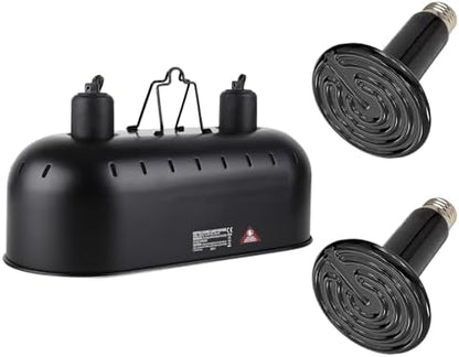 DXOPHIEX 15 inch Dual Reptile Light Fixture Reptile Heat Lamp
