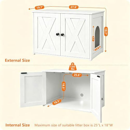 Dwanton Cat Litter Box Enclosure, Hidden Litter Box Furniture, 27.6 Inches