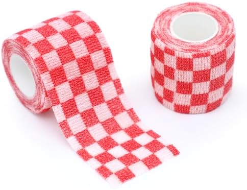 Self Adhesive Bandage Wrap Animal Cohesive Bandage Self Adherent Wrap First Aid Tape for Dogs Cats Horses Birds & Wrist Healing Ankle Sprain (2 Inch White Print 6 Rolls)