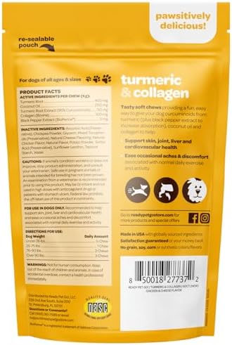 Turmeric for Dogs Soft Chews | Hip and Joint Chews for Dogs Comfort & Mobility with Collagen for Dogs | Dog Joint Supplement for All Ages Breeds & Sizes | NASC Certified & Made in The USA | 60 Chews