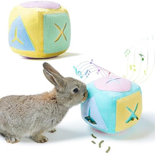 2Pcs Rabbit Foraging Toy with Bell, Washable Puzzle Feed Game Toy