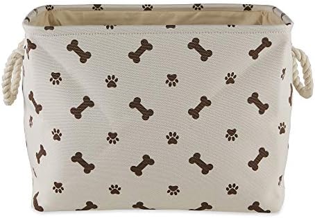 Bone Dry Pet Storage Collection Paw and Bone Print, Medium Rectangle, 16x10x12, Dark Brown