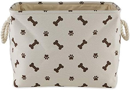 Bone Dry Pet Storage Collection Paw and Bone Print, Medium Rectangle, 16x10x12, Dark Brown