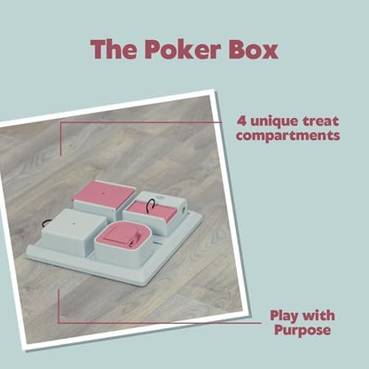 TRIXIE Cat Activity Poker Box Strategy Game – Interactive Puzzle Toy with 4 Modules – Treat Puzzle Feeder for Mental Stimulation & Slow Feeding – Pink/Gray, 12.2 x 12.2 x 2.5 in