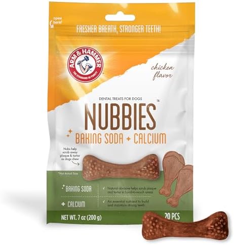 Arm & Hammer Nubbies Dental Treats, Chicken Flavor, 20 Count Bag