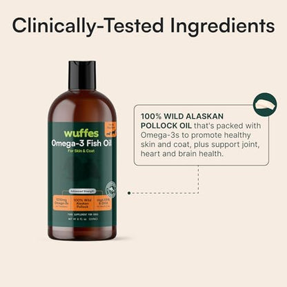 Wuffes Omega-3 Fish Oil for Dogs, Skin & Coat Support, 8 oz