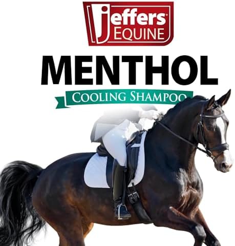Jeffers Equine Menthol Cooling Horse Shampoo, 16 oz - Concentrated Horse Shampoo for Cleaning, Deodorizing & Conditioning Coat, Mane & Tail with 100% Pure Australian Menthol, Coconut Oil & Aloe Vera