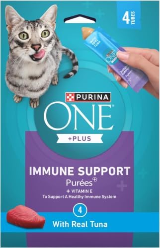 Purina ONE Plus Immune Support Purees with Real Tuna Lickable Cat Treats - 1.4 oz (Pack of 24)