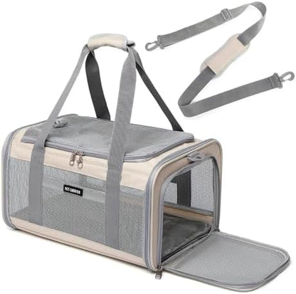 Airline Approved Pet Carrier for Cats and Small Dogs, Breathable and Collapsible Design, Portable Travel Bag for Bearded Dragon, Puppies Animal Hangbag, Rabbit Cage Cage (Khaki, Small)
