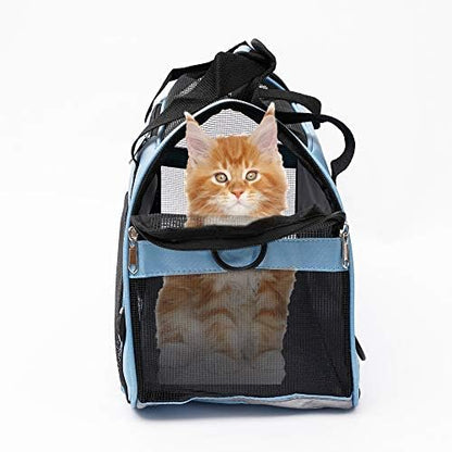 MuchL Pet Carrier Soft-Sided Carriers for Cat Carriers Dog Carrier for Small Medium Cats Dogs Puppies Pet Carrier Airline Approved Cat Dog Pet Travel Carrier (Small, Blue)