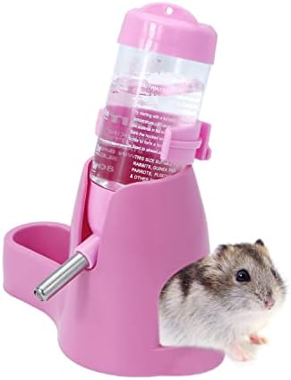 Wontee Hamster Water Bottle Water Dispenser Hamster Silent Exercise Running Wheel for Dwarf Hamsters Gerbil Mice (Pink, 80ML)