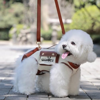 Wakytu Dog Lift Harness Dog Carrier VES Harness Adjustable Leash with Small Puppy Treat Bag,Fits Most Cars,XS