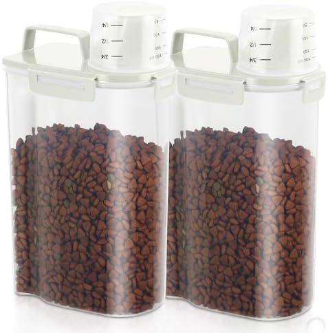 2 Pack 3 Lbs Pet Dog Cat Bird Seed Food Storage Containers for Travel Beige