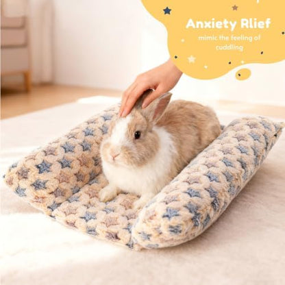 Rabbit Bed with Pillows, Dual-Sided 17"x15" Washable Lounger Pad