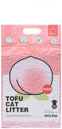 Michu Tofu Cat Litter Natural Clumping Tofu Cat Litter, Fast Clumping and Easily Scoop-able 5.5lb/88oz 5 Scents - Peach, 4 Pack