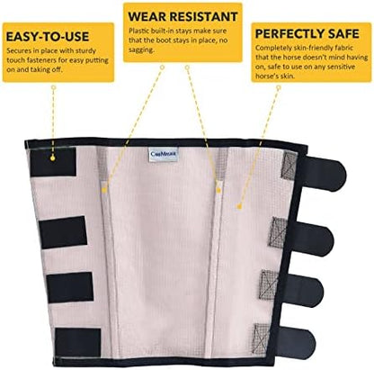 Fine Mesh Fly Boots Loose Fitting & Non-Slip Horse Fly Leggings No More Horsefly Nuisance Greatly Reduce Stomping Breathable with Natural Air Flow (Set of 4)