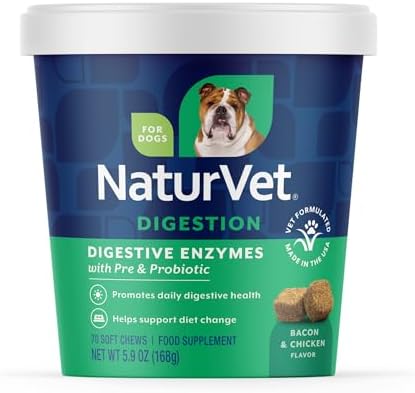 NaturVet Digestive Enzymes with Pre & Probiotic Dog Supplement - 70 Count