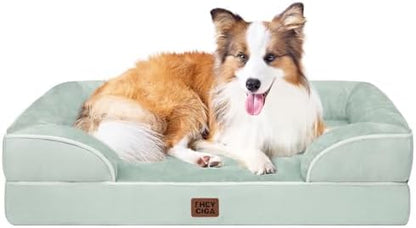 EHEYCIGA Orthopedic Large Dog Bed, Waterproof Memory Foam, Non-Slip Bottom, Sage Green, 41"L x 27"W x 6.5"Th