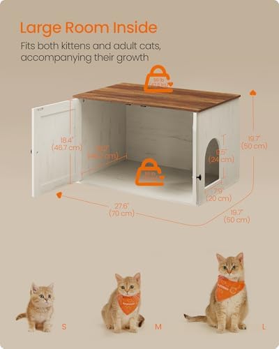 Feandrea Cat Litter Box Enclosure, End Table, 27.6 x 19.7 x 19.7 Inches