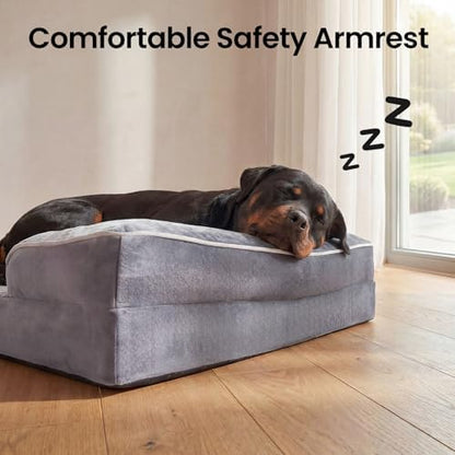 OhGeni Orthopedic Extra Large Dog Bed Couch, Memory Foam, 45-inch (Gray)