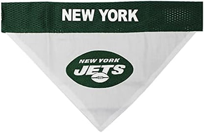 Pets First NFL DOG BANDANA - NEW YORK JETS REVERSIBLE PET BANDANA. 2 Sided Sports Bandana with a PREMIUM Embroidery TEAM LOGO, Small/Medium. - 2 Sizes & 32 NFL Teams available