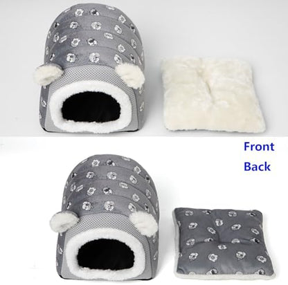Hedgehog Bed Cave Hideout Hedgehog House Hedgehog Accessories, Hamster Small Animals Cage Supplies Warm House (Grey)