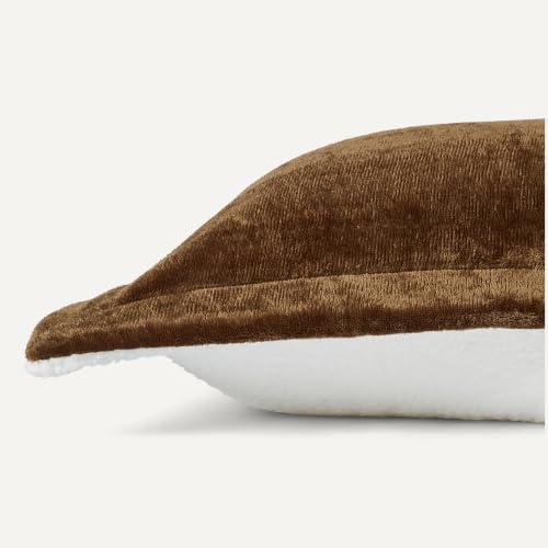 Amazon Basics Reversible Sherpa Comforter Set with Pillow Sham, Brown/White, King Size, Warm, Machine Washable