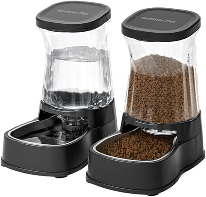 Automatic Dog Water Dispenser & Feeder Food Set, 304 Stainless Steel Bowls