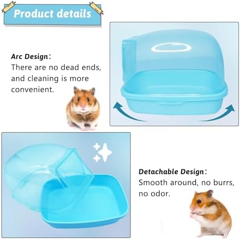 Hamiledyi Hamster Bathtub Dwarf Hamster Bathroom Sand Bath Container Chinchilla Sauna Room Plastic Sand Bath Box House for Gerbils Hedgehog Mice or Other Small Pets Animals(Blue,Large Size)