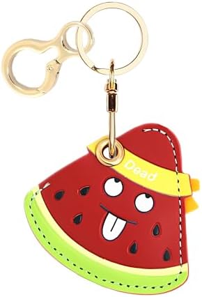BORKUANA PU Leather Keychain Holder Protective Case Compatible with AirTag