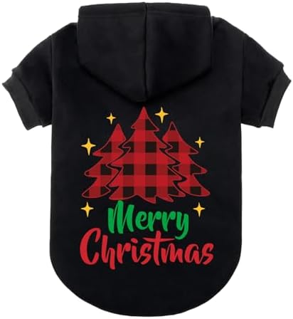 EXPAWLORER Dog Hoodies for Small Medium Large Dogs,Christmas Theme Black L