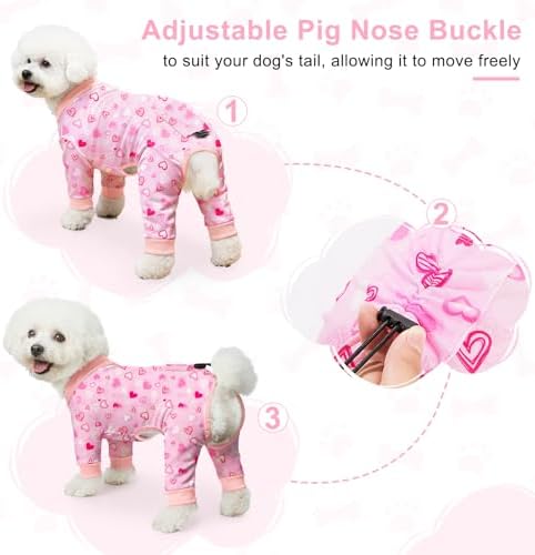 Bienbee Dog Pajamas, 4 Pack Adjustable Onesies for Small to Large Dogs S