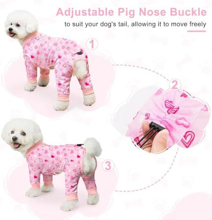Bienbee Dog Pajamas, 4 Pack Adjustable Onesies for Small to Large Dogs S