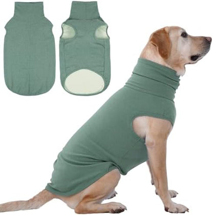 IECOii XXL Dog Sweater - Stretch Fleece Vest with Turtleneck,Green,XX-Large