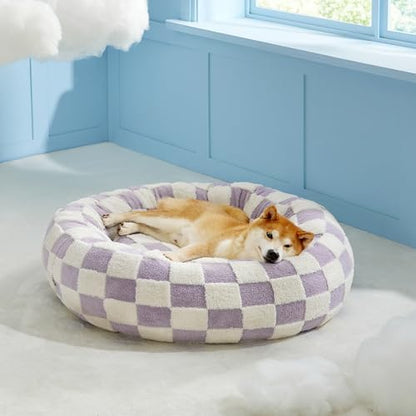 Lesure Shown on TV Jacquard Donut Dog Beds Large Sized Dog,Purple 36x36x8in