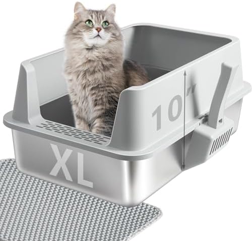 Stainless Steel Litter Box with Lid L to XL,Metal Cat Litter Box