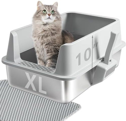 Stainless Steel Litter Box with Lid L to XL,Metal Cat Litter Box