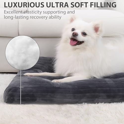 KSIIA Washable Dog Crate Bed Kennel Mat for Small Dogs,23 x 18 Inch, Gray