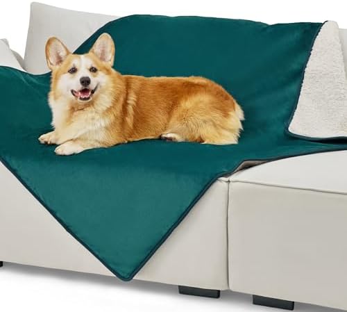Bedsure Waterproof Dog Blankets for Large Dogs Sherpa Fleece Throw, 40X50