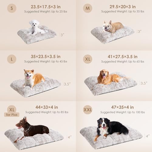 EHEYCIGA Fluffy Dog Crate Bed for Small Dogs, Plush Crate Pad, Brown