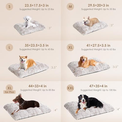 EHEYCIGA Fluffy Dog Crate Bed for Small Dogs, Plush Crate Pad, Brown