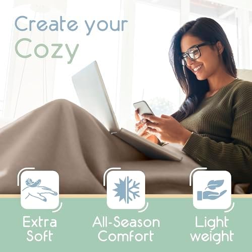 Twin Size Microfleece Blanket | Fleece Bed Blanket | All-Season Comfort| Supersoft Lightweight | Plush Throw Blanket for Bed Couch or Sofa | Pet-Friendly | Nutmeg