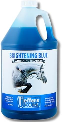 Jeffers Equine Brightening Blue Whitening Horse Shampoo, 128 oz – Grooming Shampoo with Coconut Extract, Aloe & Shea Butter for Coat, Mane & Tail, Removes Tough Stains, Safe for White & Light Coats