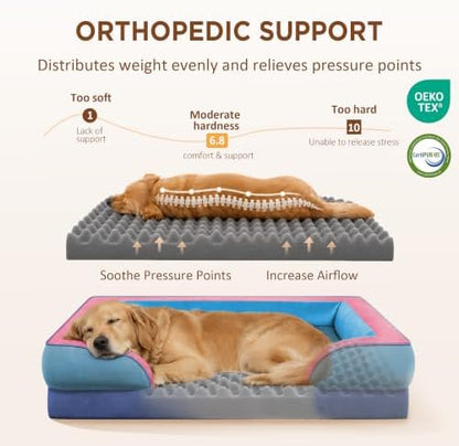 Comfort Expression Orthopedic Dog Bed for Extra Large Dogs with Bolster
