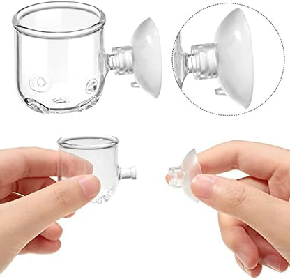 CHENGU 6 Pieces Aquatic Plant Pot with Hole Glass Aquarium Plant Cup Aquatic Planter with Suction Cups Plant Holder Aquarium Decoration for Aquarium Shrimp Fish Live Plants, 3 Styles